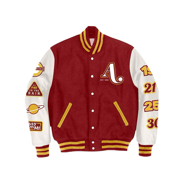 Dilly Letter Jacket S Gorp Core Red Wool Gray Vinyl Sleeves